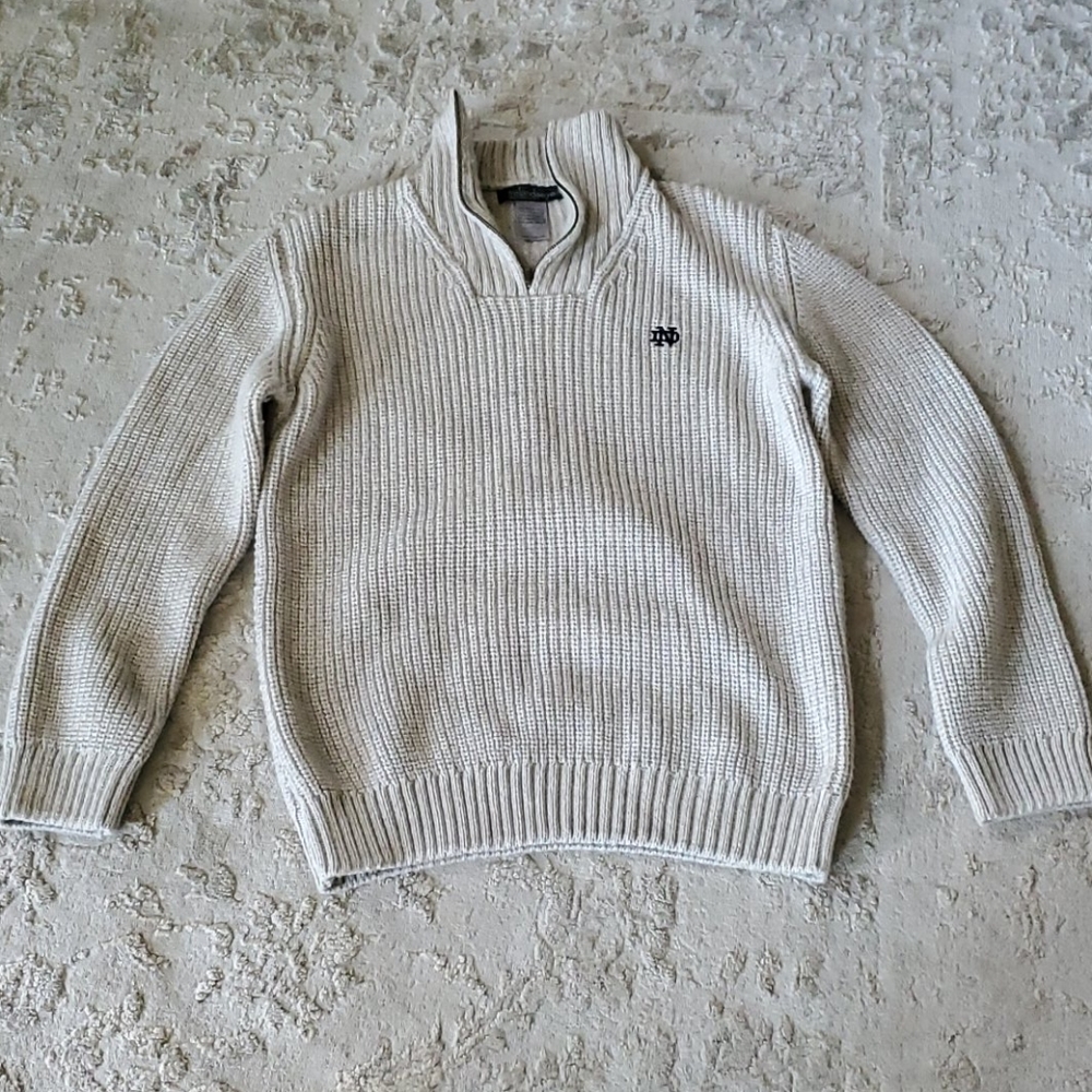 Irish pull over wool sweater. Notre Dame logo.